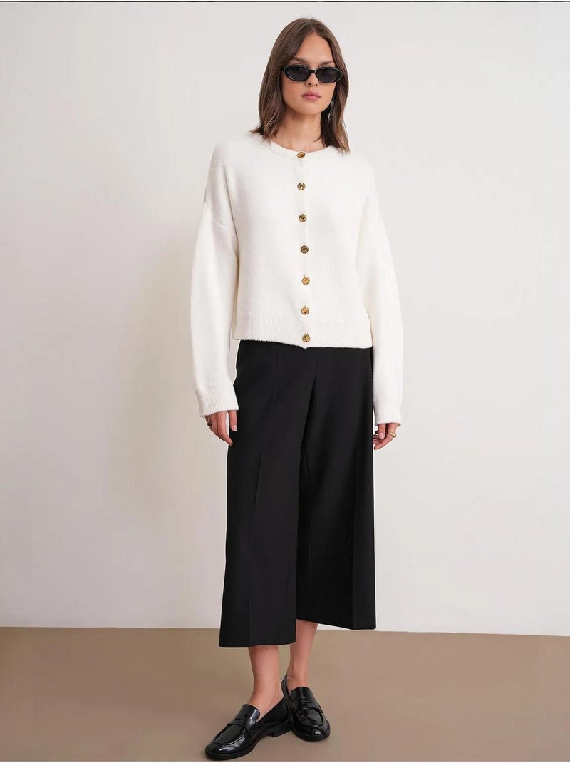 Cardigan en maille côtelée surdimensionné avec fermeture à boutons mixray Ivoire - Kiabi