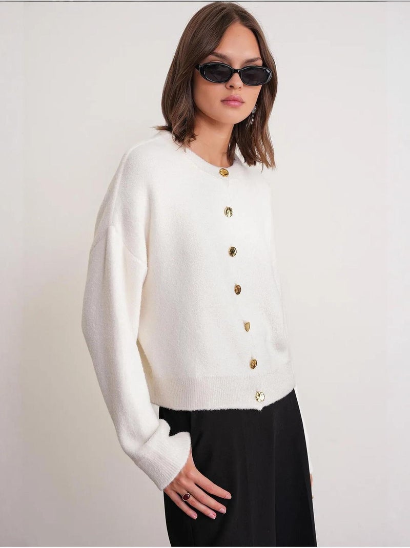 Cardigan en maille côtelée surdimensionné avec fermeture à boutons mixray Ivoire - Kiabi