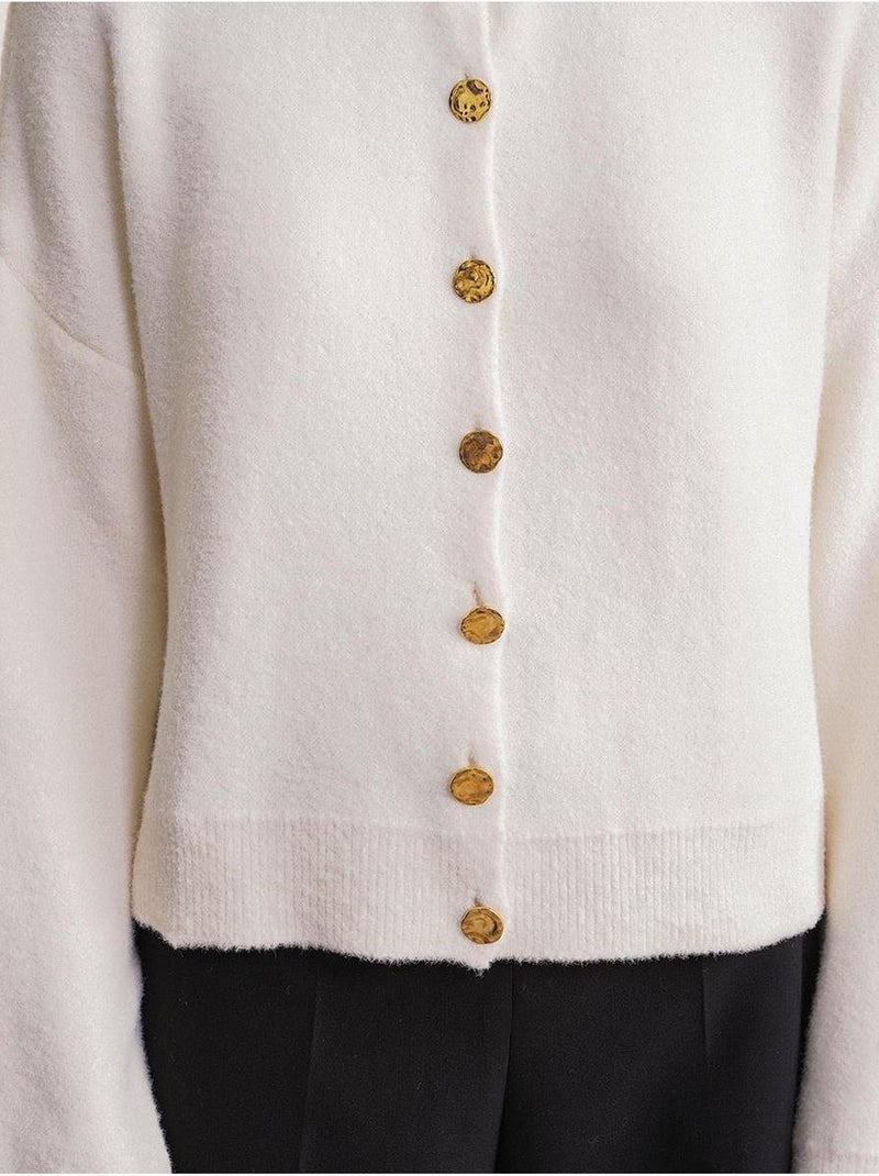 Cardigan en maille côtelée surdimensionné avec fermeture à boutons mixray Ivoire - Kiabi
