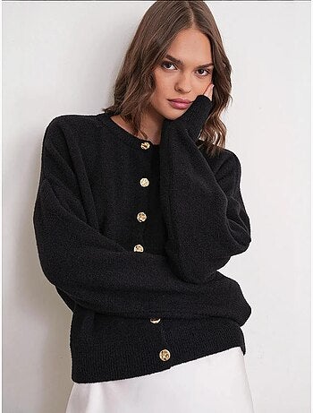Cardigan en maille côtelée surdimensionné avec fermeture à boutons mixray