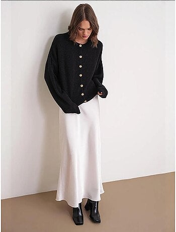 Cardigan en maille côtelée surdimensionné avec fermeture à boutons mixray