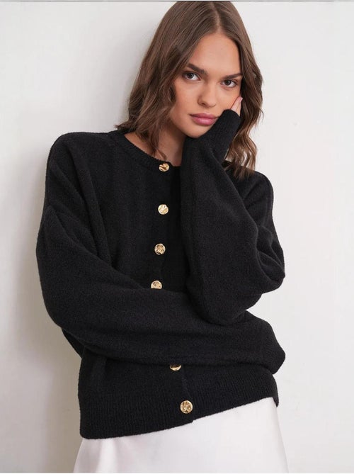 Cardigan en maille côtelée surdimensionné avec fermeture à boutons mixray - Kiabi