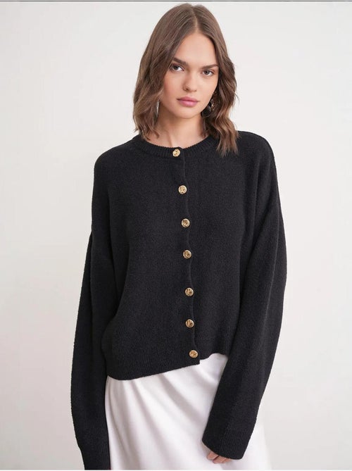 Cardigan en maille côtelée surdimensionné avec fermeture à boutons mixray - Kiabi