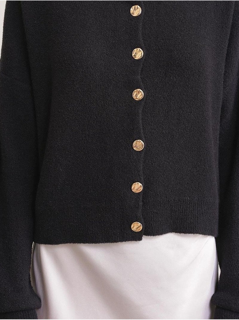 Cardigan en maille côtelée surdimensionné avec fermeture à boutons mixray Noir - Kiabi