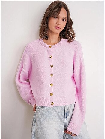 Cardigan en maille côtelée surdimensionné avec fermeture à boutons mixray