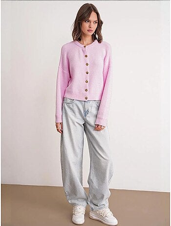 Cardigan en maille côtelée surdimensionné avec fermeture à boutons mixray
