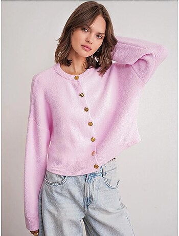 Cardigan en maille côtelée surdimensionné avec fermeture à boutons mixray