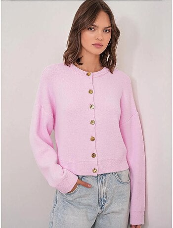 Cardigan en maille côtelée surdimensionné avec fermeture à boutons mixray