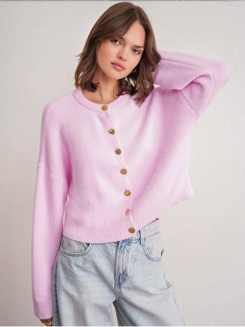 Cardigan en maille côtelée surdimensionné avec fermeture à boutons mixray Rose pâle - Kiabi