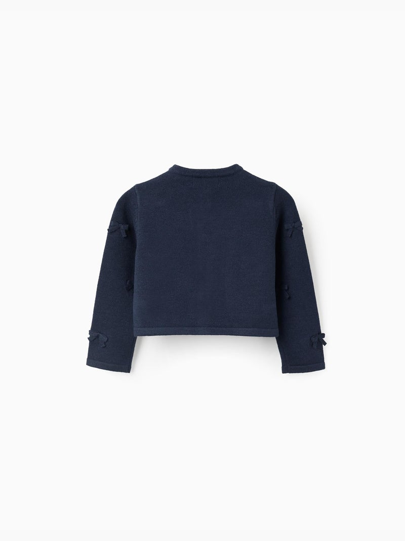 Cardigan en maille court avec nœuds Bleu Bleu - Kiabi