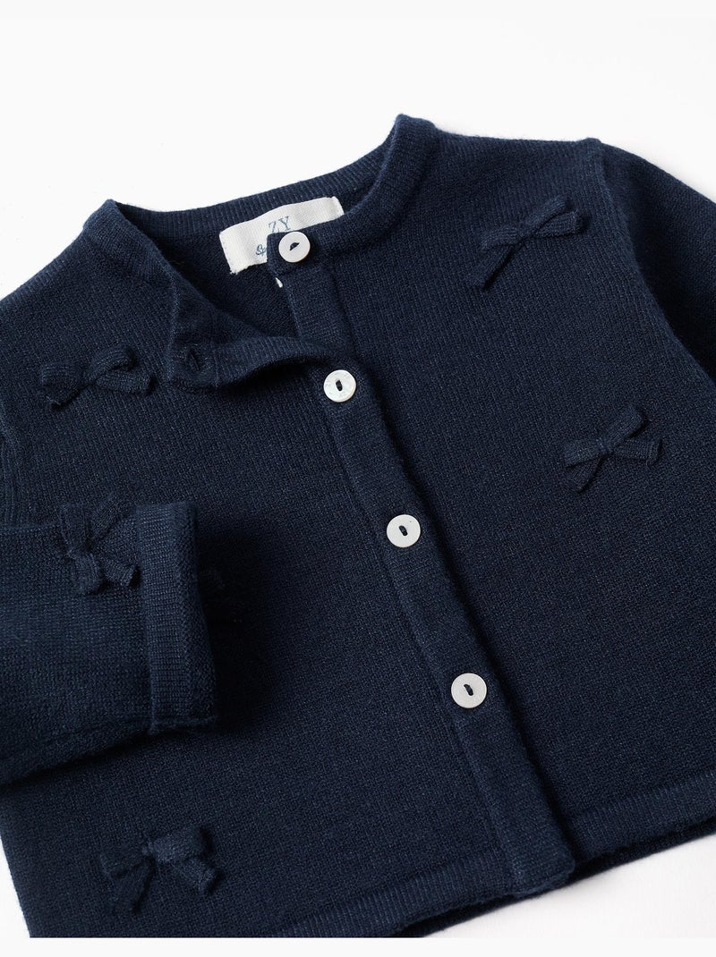 Cardigan en maille court avec nœuds Bleu Bleu - Kiabi