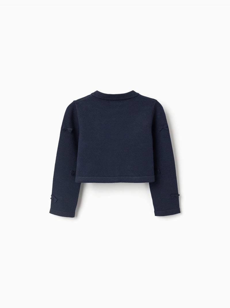 Cardigan en maille court avec nœuds Bleu Bleu - Kiabi