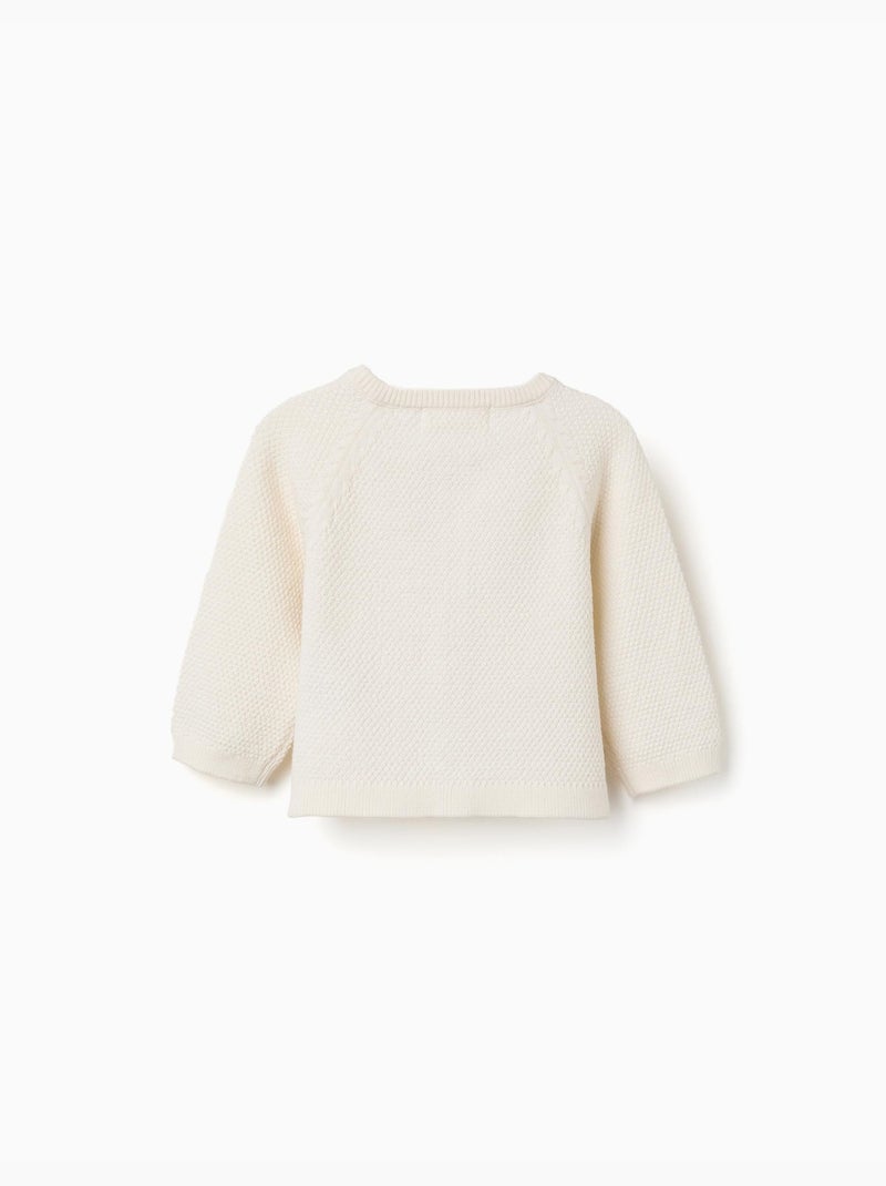 Cardigan en maille de coton à point de lien B&S Beige clair - Kiabi