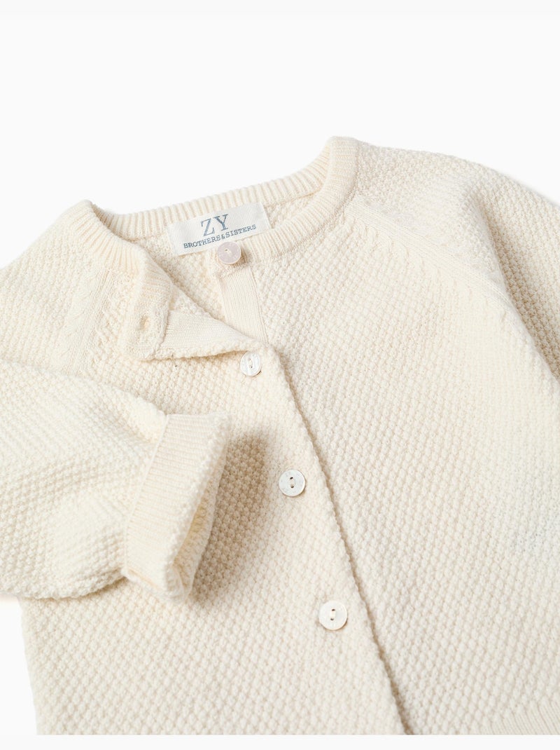 Cardigan en maille de coton à point de lien B&S Beige clair - Kiabi