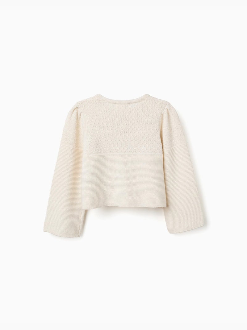Cardigan en maille de coton à point de lien B&S Beige clair - Kiabi
