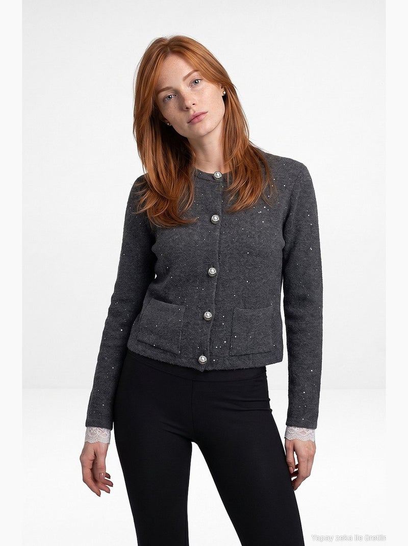 Cardigan en maille femme dilvin Gris Noir - Kiabi