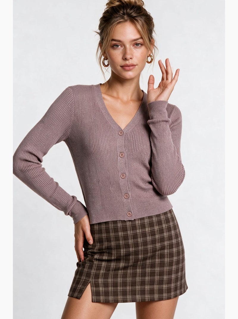 Cardigan en maille femme istanbul Mauve - Kiabi