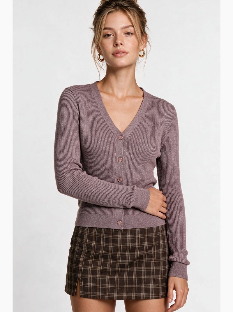 Cardigan en maille femme istanbul Mauve - Kiabi