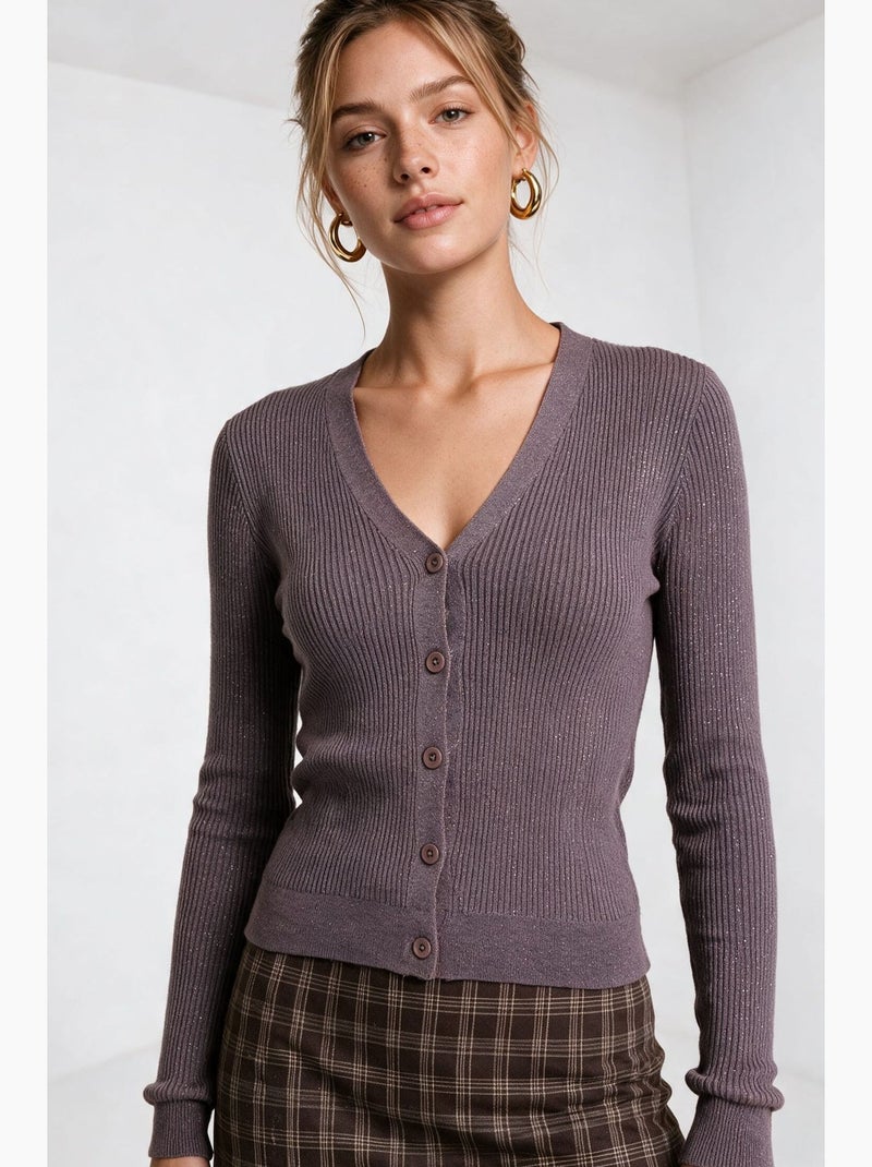 Cardigan en maille femme istanbul Mauve - Kiabi