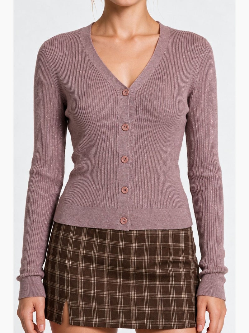Cardigan en maille femme istanbul Mauve - Kiabi