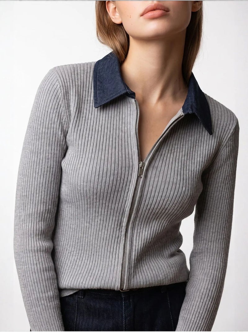 Cardigan en maille femme mixray Gris clair - Kiabi