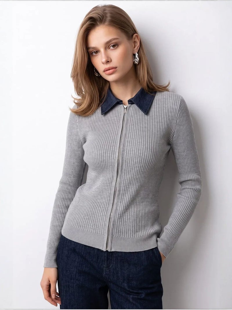 Cardigan en maille femme mixray Gris clair - Kiabi