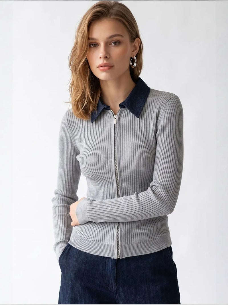 Cardigan en maille femme mixray Gris clair - Kiabi