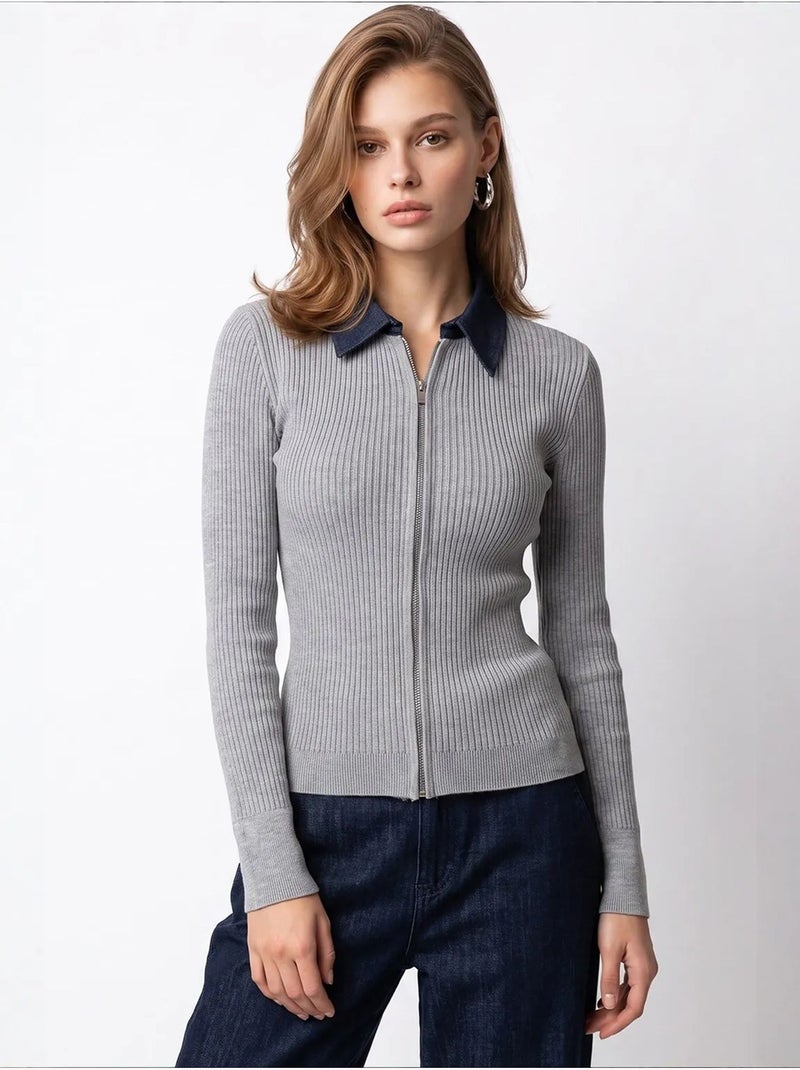 Cardigan en maille femme mixray Gris clair - Kiabi