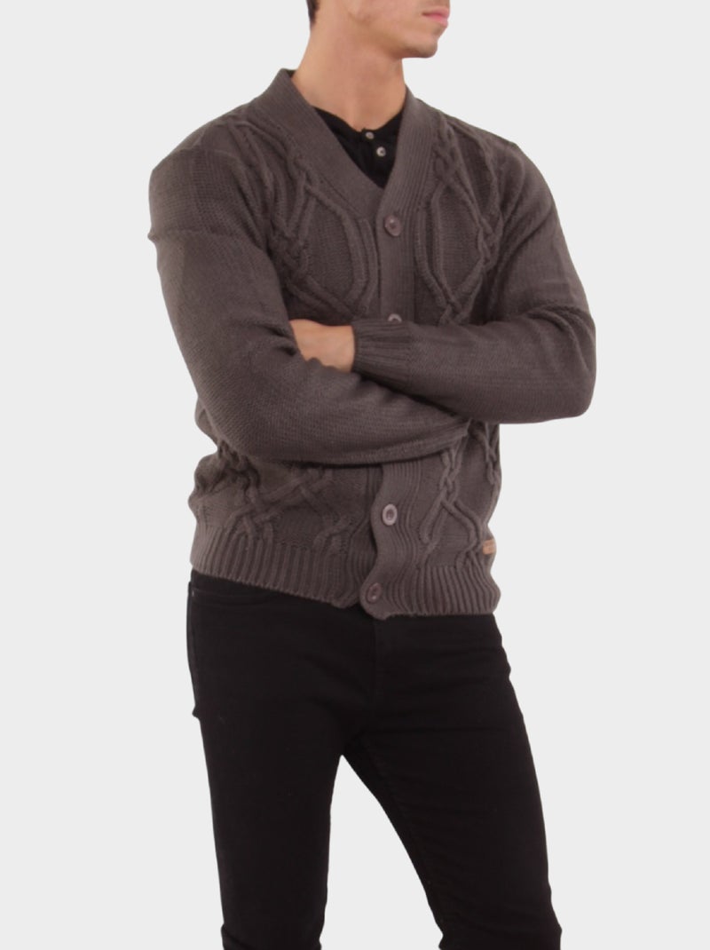 Cardigan en maille Gris - Kiabi