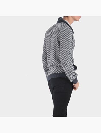 Cardigan en maille motif à carreaux