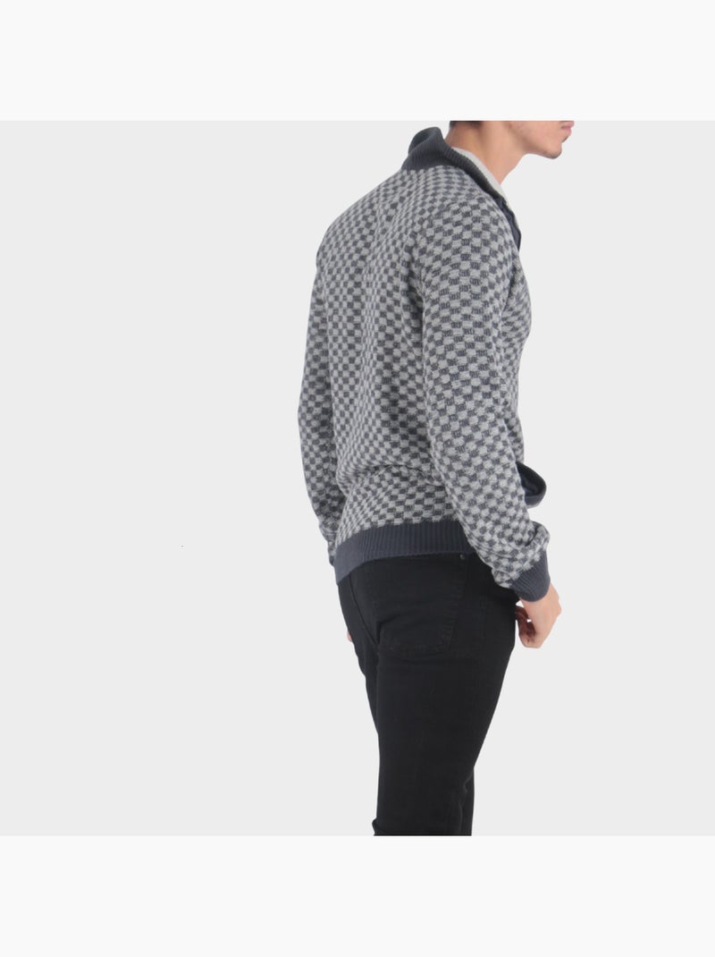 Cardigan en maille motif à carreaux Bleu marine - Kiabi