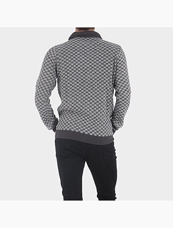 Cardigan en maille motif à carreaux