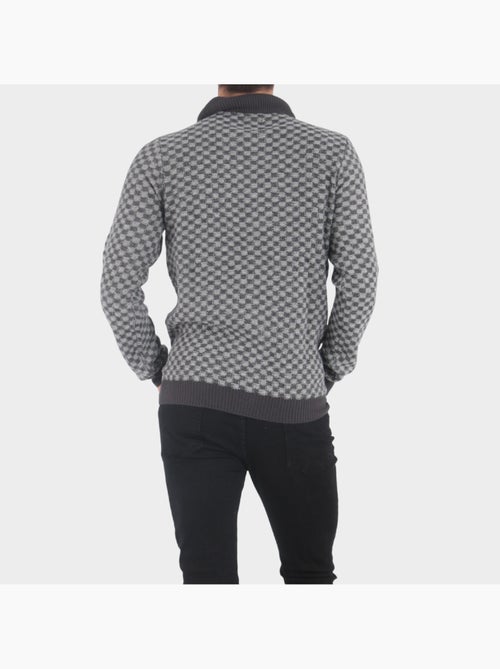Cardigan en maille motif à carreaux - Kiabi
