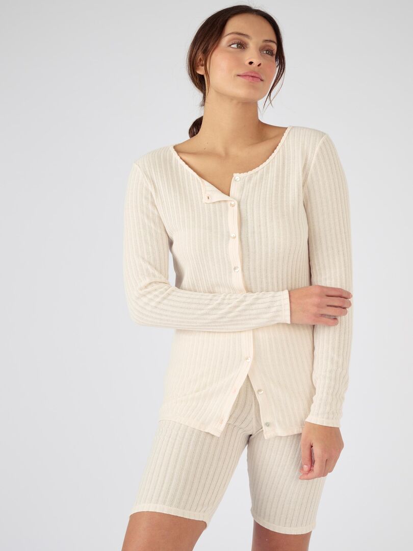 Cardigan Femme Damart Thermolactyl - Maille Ajourée, Manches Longues, 70% Polyester Recyclé