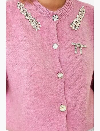 Cardigan en maille polaire à col ornementé lucci