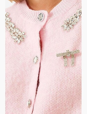 Cardigan en maille polaire à col ornementé lucci