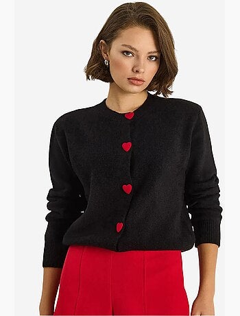 Cardigan en tricot à boutons en forme de cœur lucci
