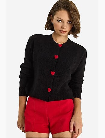 Cardigan en tricot à boutons en forme de cœur lucci