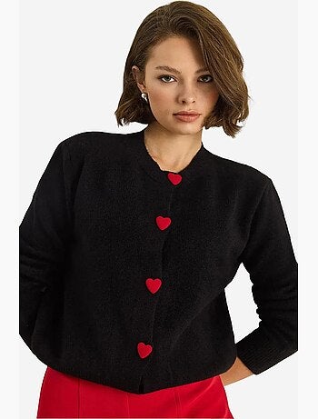 Cardigan en tricot à boutons en forme de cœur lucci
