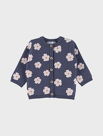 Cardigan en tricot à fleurs bleues Noukie's