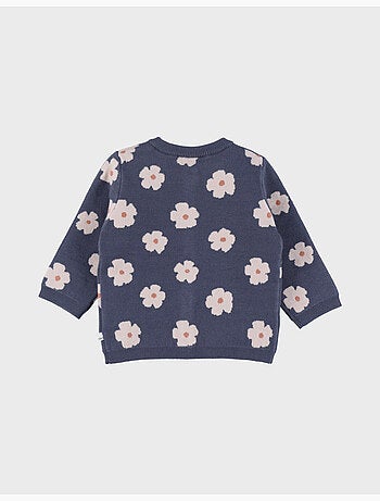 Cardigan en tricot à fleurs bleues Noukie's