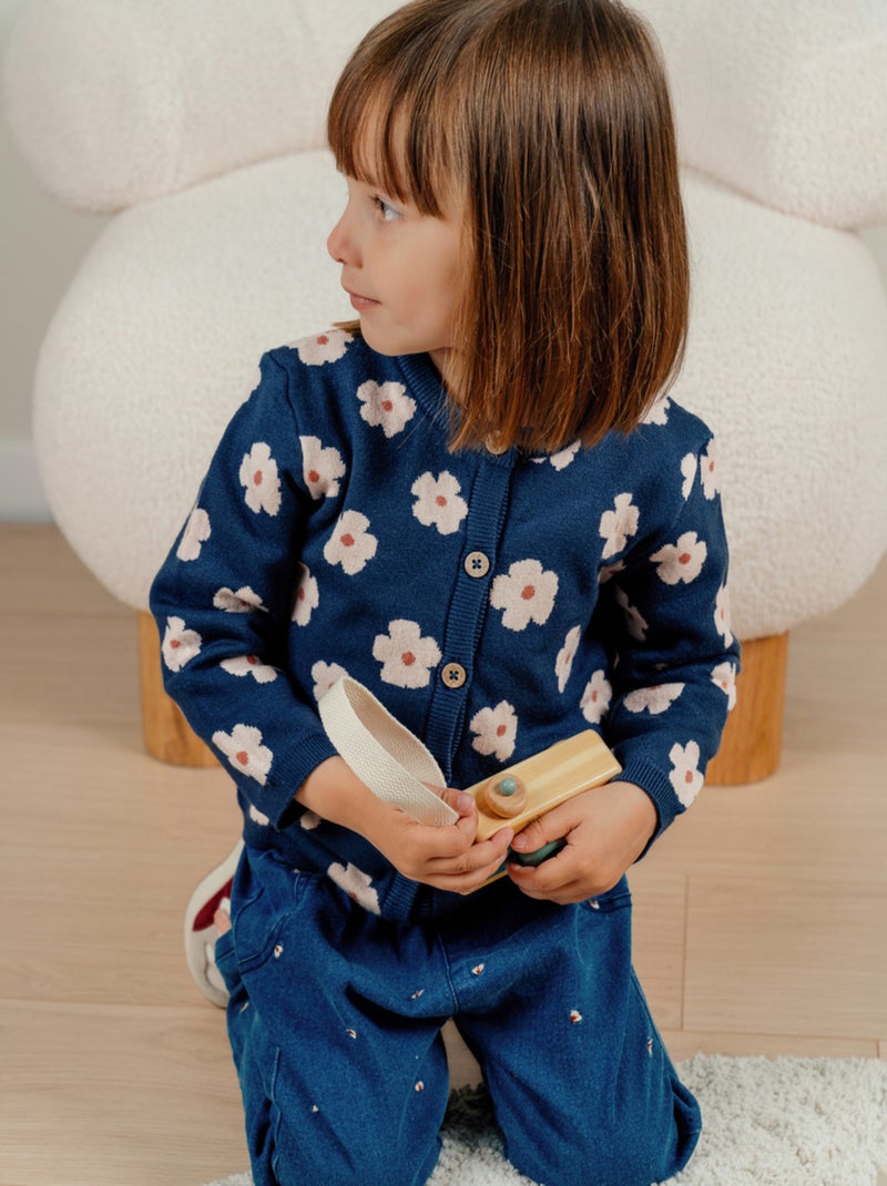 Cardigan en tricot à fleurs bleues Noukie's Bleu - Kiabi