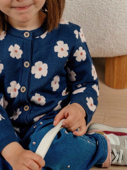 Cardigan en tricot à fleurs bleues Noukie's - Kiabi