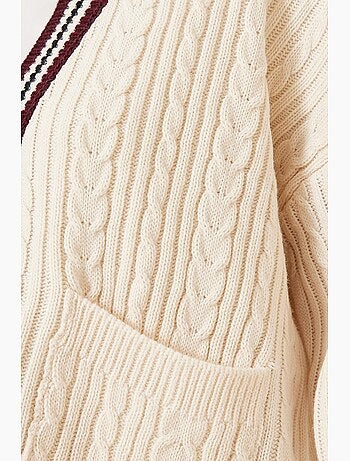 Cardigan en tricot à poches et col coloré lucci