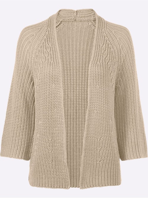 Cardigan en tricot avec col V et manches 3/4 - Taille standard - Helline - Kiabi Cardigan en tricot avec col V et manches 3/4 - Taille standard - Helline - Kiabi