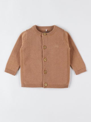 Cardigan en tricot bio fin, caramel Noukie's