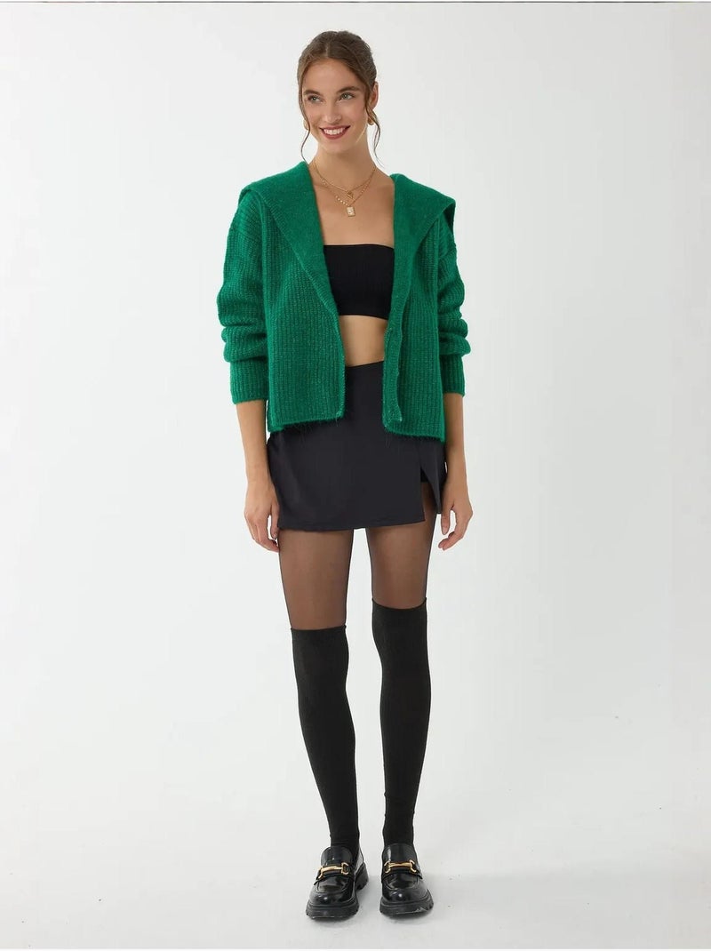 Cardigan en tricot boutonné coupe décontractée Vert émeraude - Kiabi