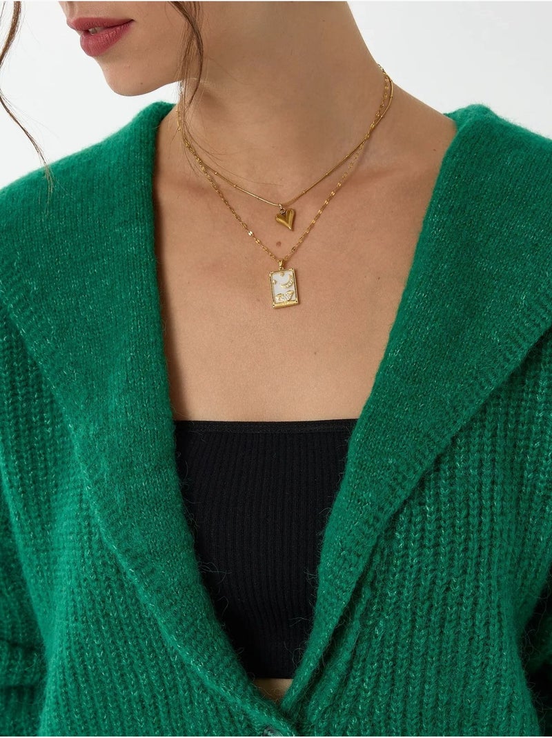 Cardigan en tricot boutonné coupe décontractée Vert émeraude - Kiabi