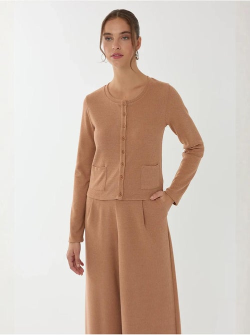 Cardigan en tricot boutonné sur le devant - Kiabi