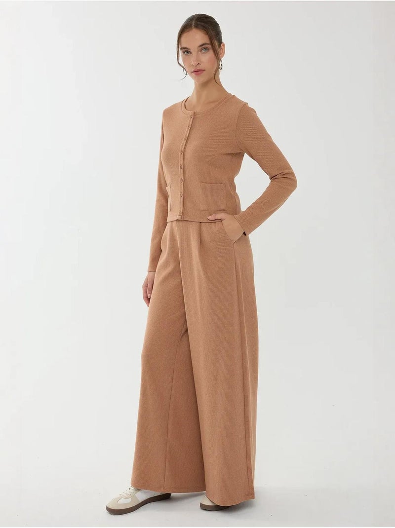 Cardigan en tricot boutonné sur le devant Marron - Kiabi
